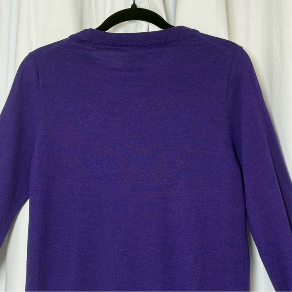 J.Crew 100% Merino Wool Lightweight 3/4 Sleeve Sweater Women’s Large Purple - Picture 7 of 9